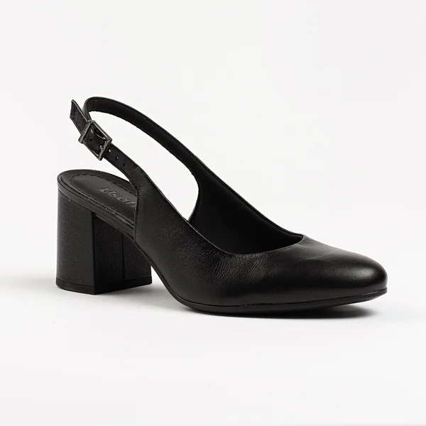 SLINGBACK FEMININO USAFLEX EM COURO PRETO