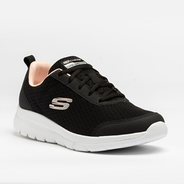 Tênis Esportivo Feminino Skechers 149219 em Tecido Preto/rosa