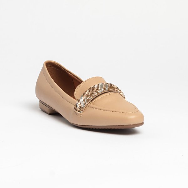 Sapato Social Mocassim Oxford Vizzano Bege Brilhantes