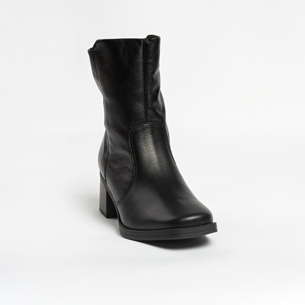 Bota Usaflex Al3001 Salto Bloco Couro Preto