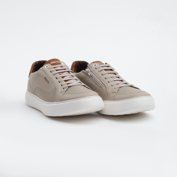 Sapato Casual Ferracini 7316-683c Couro Cinza Claro