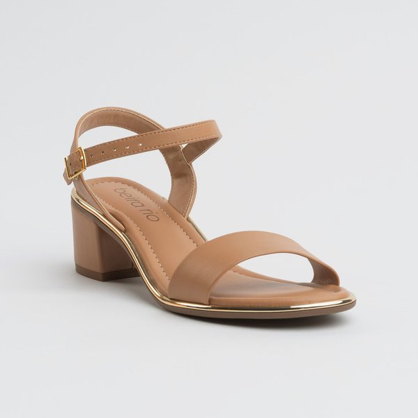 Sandália Beira rio 8379203 Salto Bloco Baixo tan Dourado