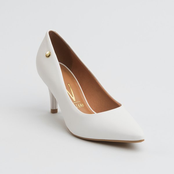 Sapato Vizzano Salto Grosso Scarpin Salto Medio Branco Sapato