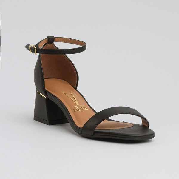 Sandália Vizzano 6428104 Salto Bloco Baixo Preta
