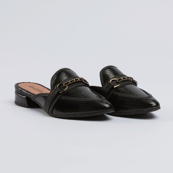 Mule Mississipi Mc882 Verniz Preto Fivela