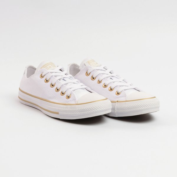 Tênis Converse Chuck Taylor all Star Cano Baixo Branco Ouro