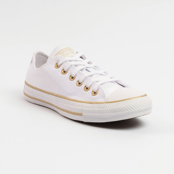 Tênis Converse Chuck Taylor all Star Cano Baixo Branco Ouro