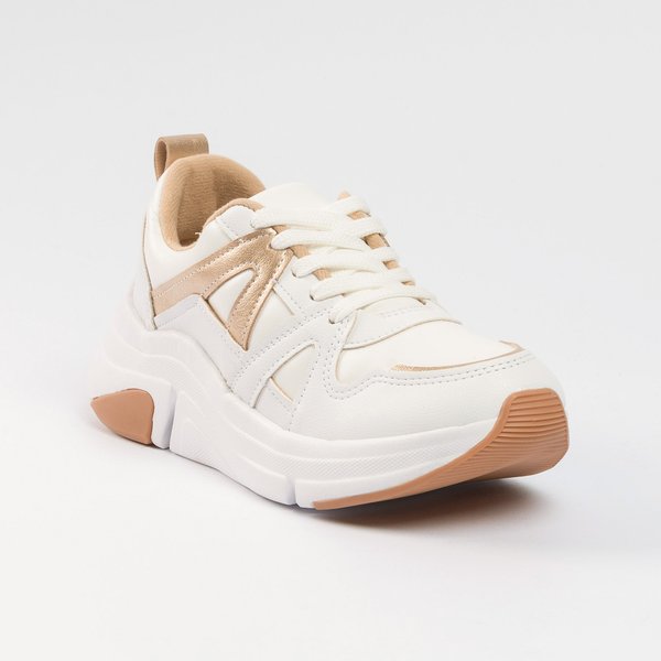 Tênis Modare Plataforma Solado Alto Branco Dourado