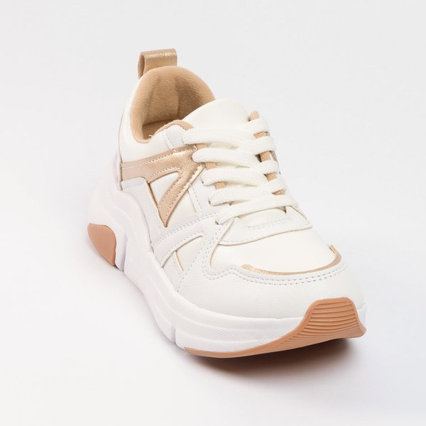 Tênis Modare Plataforma Solado Alto Branco Dourado