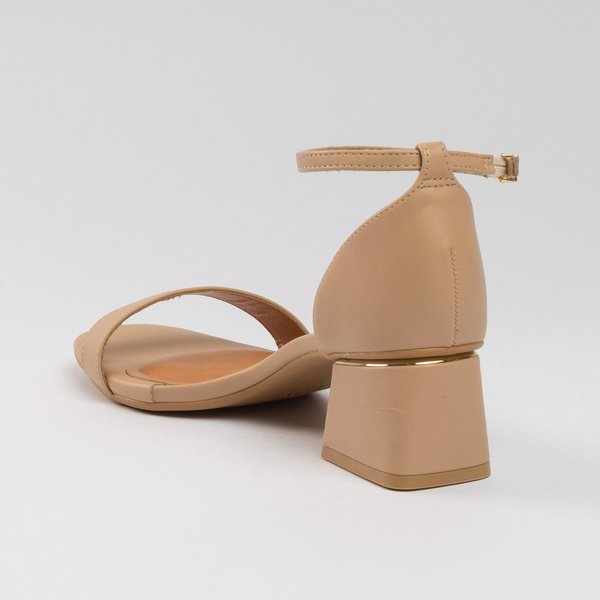 Sandália Vizzano Calcanhar Fechado Salto Grosso Bege