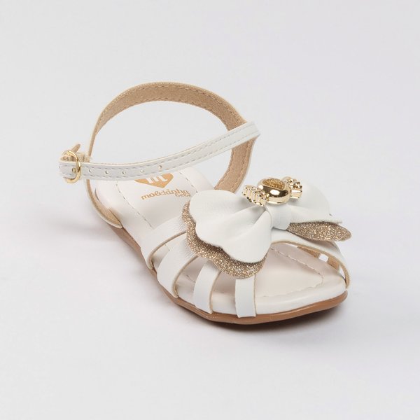 Sandália Infantil Molekinha Solado Plano Laço Branca