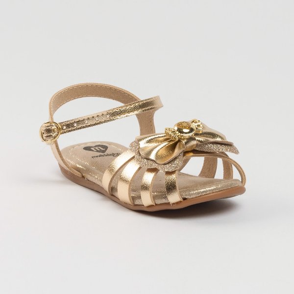 Sandália Infantil Molekinha Solado Plano Metalizada Dourada