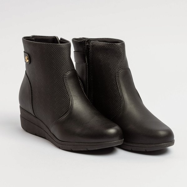01 bota modare ultraconforto plataforma cano curto preto