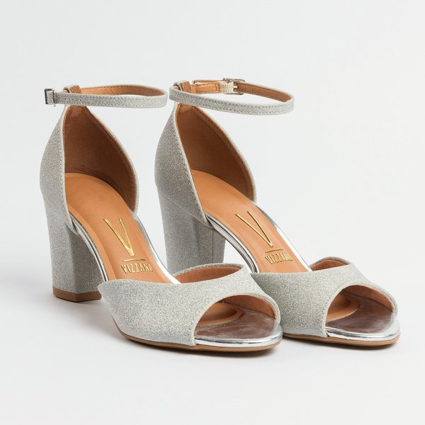 Sandália Salto Baixo Sandalias De Festa Prata Vizzano SANDALIA