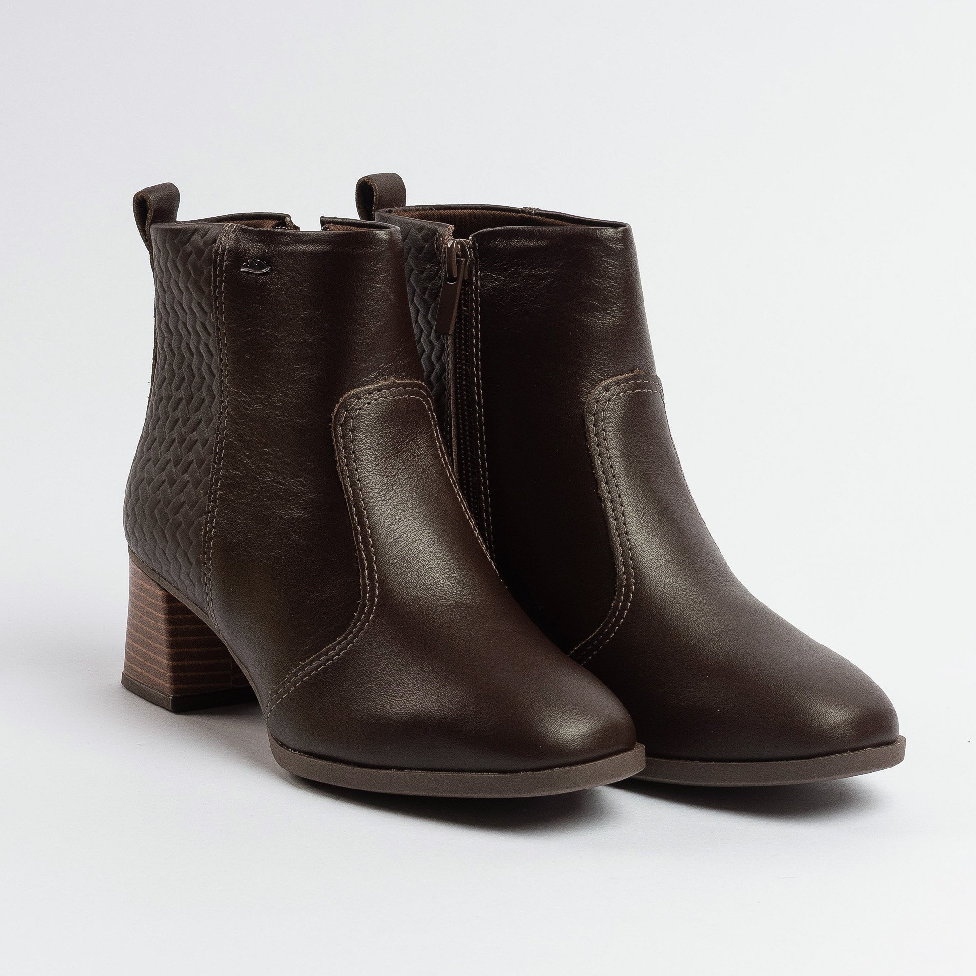 Bota Dakota Cano Curto Salto Bloco Bico Redondo Ristretto