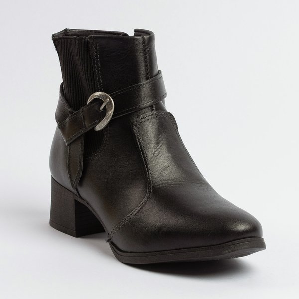 Bota Dakota Cano Curto Salto Bloco Bico Redondo Preto