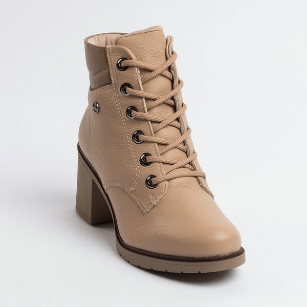 Bota Dakota Coturno Cano Curto Salto Bloco Capuccino