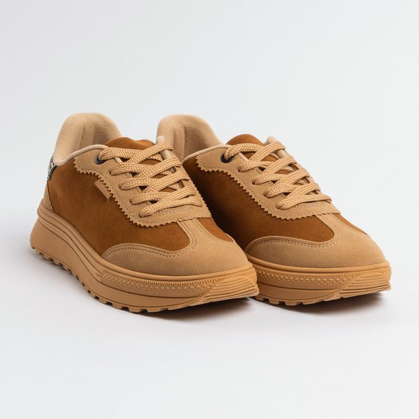 Tênis Moleca Plataforma Camurça Caramelo tan Preto