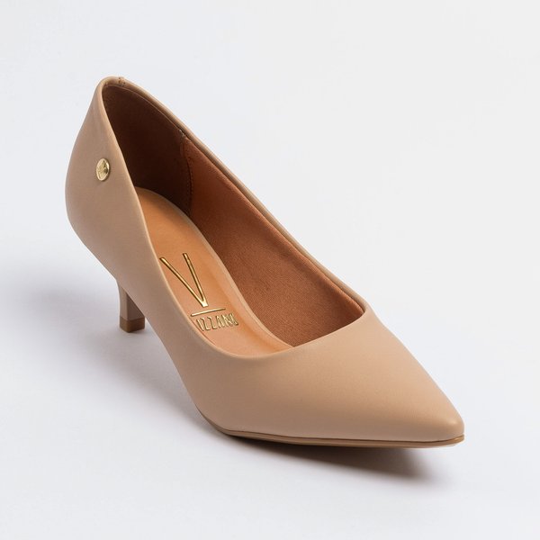 Scarpin Vizzano Salto Baixo Fino Bege