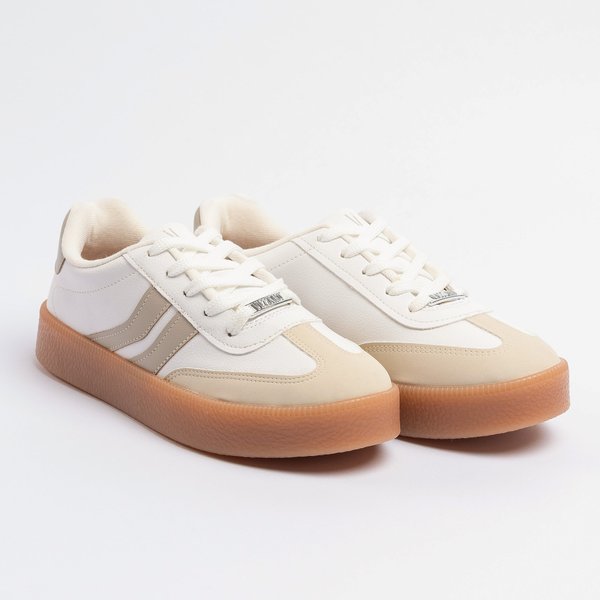 Tênis Vizzano Casual Plataforma Branco off Cinza Creme