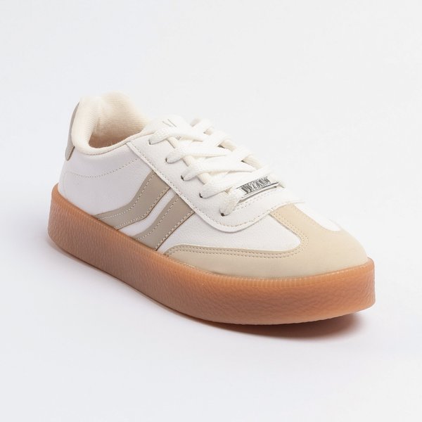 Tênis Vizzano Casual Plataforma Branco off Cinza Creme