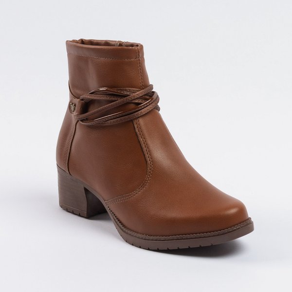 Bota Mississipi Cano Curto Salto Bloco Solado Tratorado Castanho