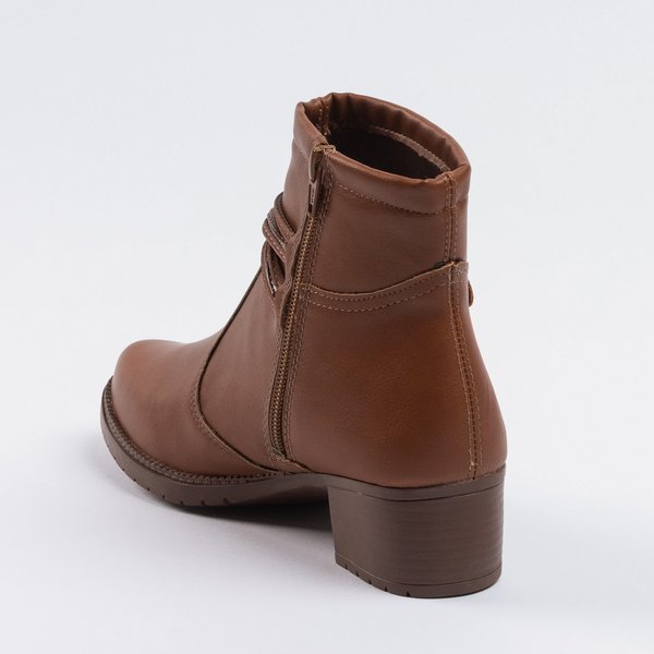 Bota Mississipi Cano Curto Salto Bloco Solado Tratorado Castanho