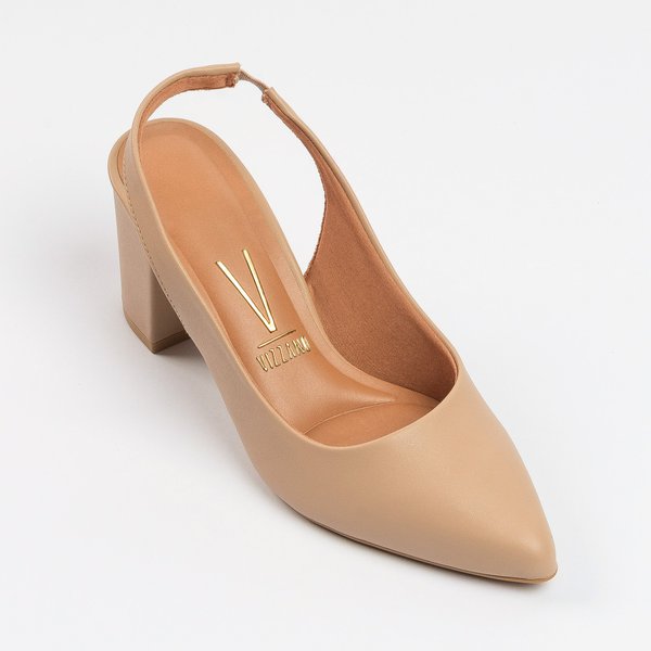 Slingback Vizzano Salto Grosso Alto Bege