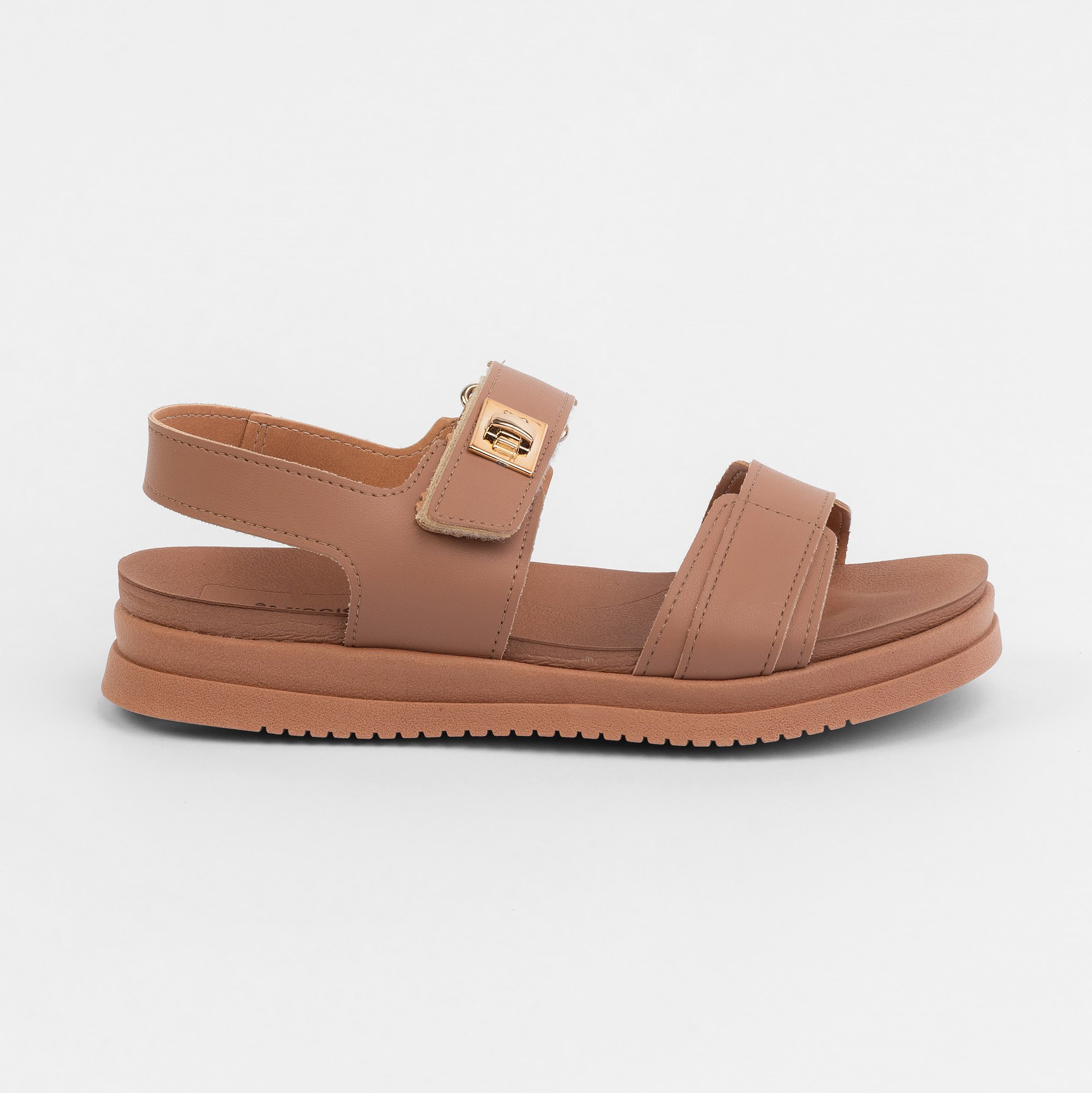 Sandália Mississipi Papete Palmilha Anatômica com Velcro Mocca